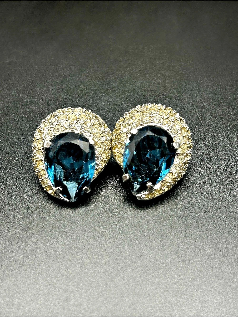 Blue Statement Clip-On Earrings